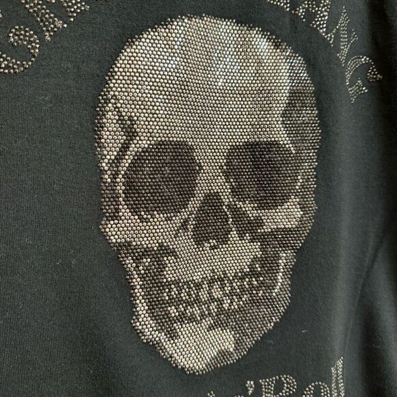 Chubby Gang Japanese Black Rhinestone Rock N Roll Skull Tank Top M - Picture 4 of 6